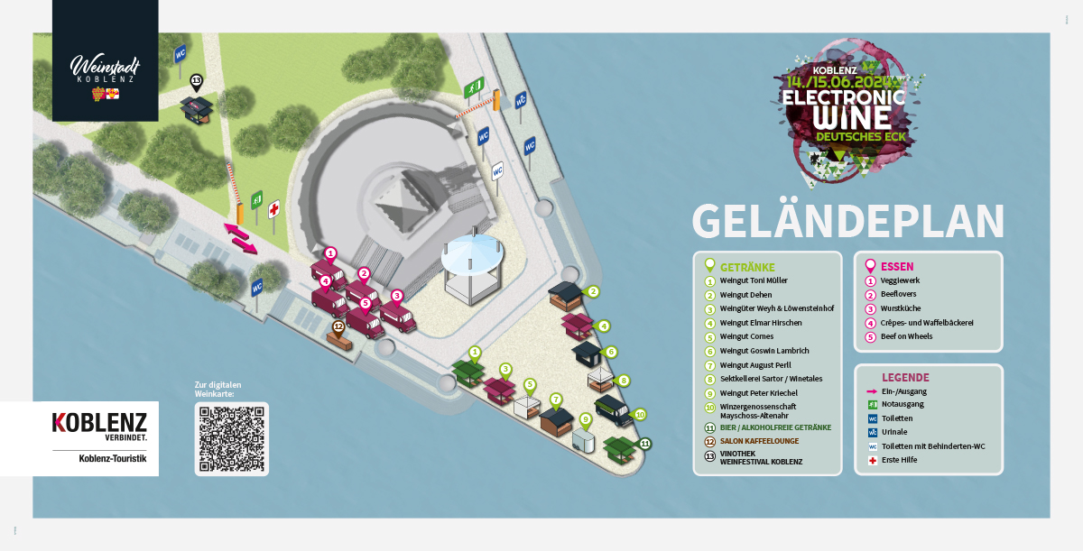 Geländeplan Electronic Wine 2024, Deutsches Eck Koblenz © Koblenz-Touristik GmbH Geländeplan Electronic Wine 2024, Deutsches Eck Koblenz © Koblenz-Touristik GmbH